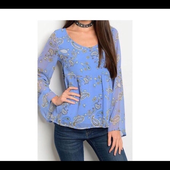 Honey Belle Tops - FINAL PRICE🎉BOHO PURPLISH / BLUE PAISLEY BLOUSE🦋